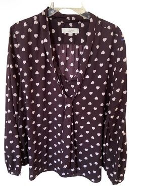 Loft top size XL brown with white hearts
